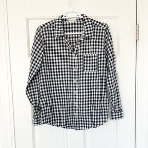 OLIVE & OAK button down shirt size M black white gingham check cotton longsleeve